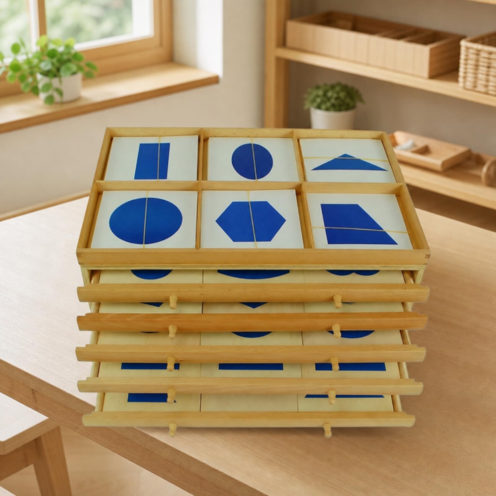 Qianly Cassettiera Geometrica Didattico Cassettiera per Bambini Educativo Ordinato Giocattolo per Scuola Dell'infanzia, Casa