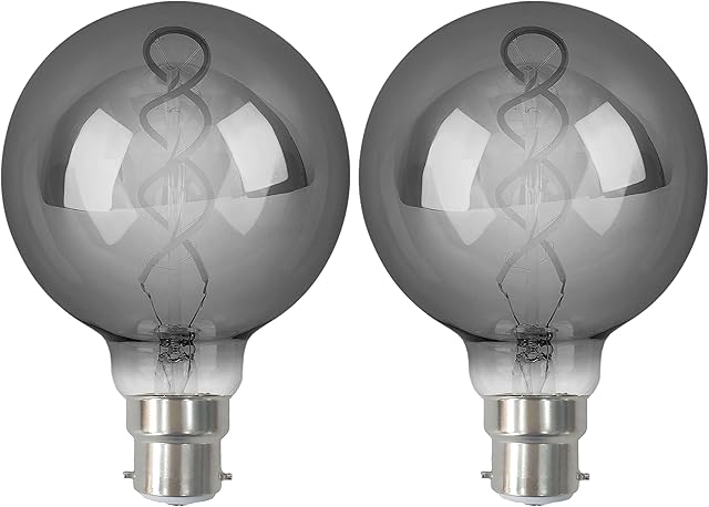 SD LUX B22 BC Antique LED Bulbs Globe Vintage Filament Led Light Bulbs G95 Retro Bulbs Smoke Dimmable No Flicker Bayonet Edison LED Bulbs-6W 150LM Warm White 2200K,2 Packs