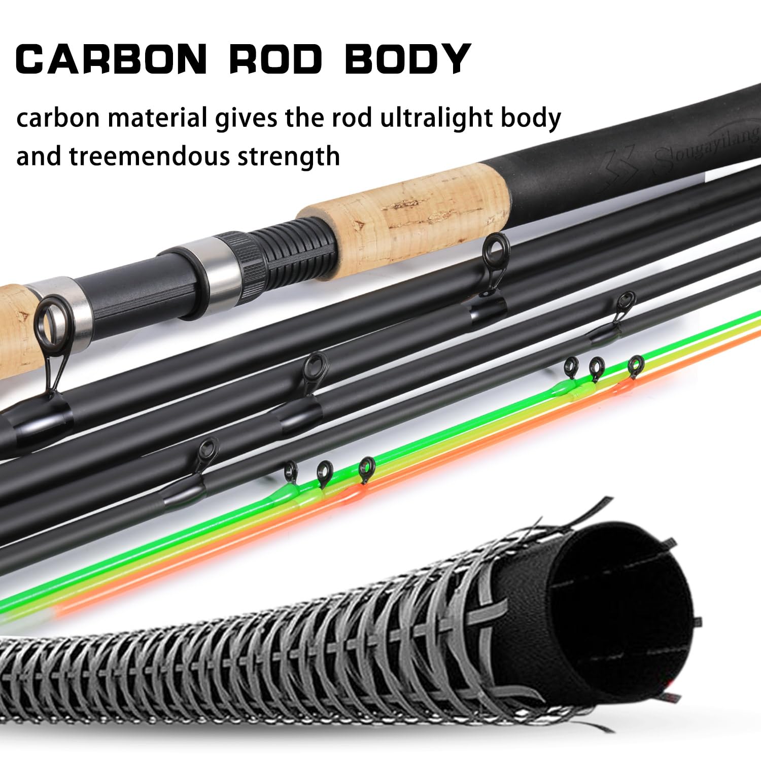 Sougayilang Feeder Rod - Caña de pescar portátil con 3 puntas, varios colores