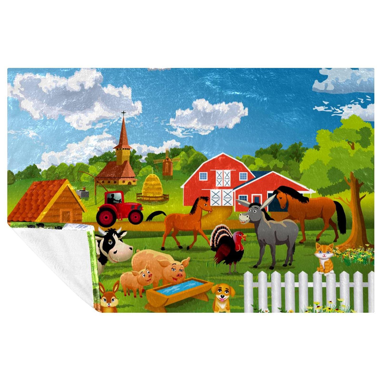 Couverture douce lit plaid chaud animaux de la ferme enfant 150x100