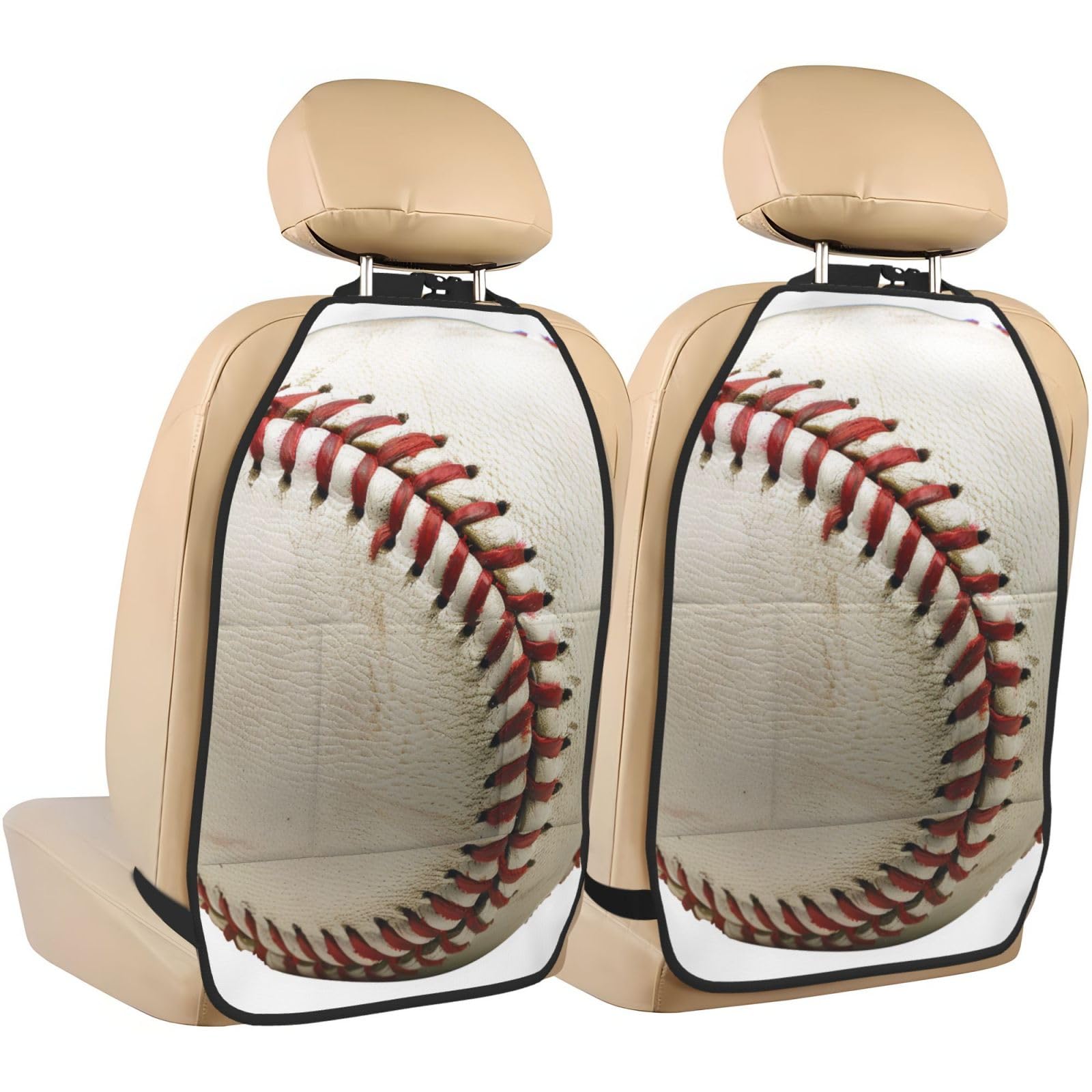JTNWEC Sport Ball Baseball Print Car Seat Kick Mats with Organisers 2 Pack Backseat Protector Seat Covers for Your Car, SUV, or Truck