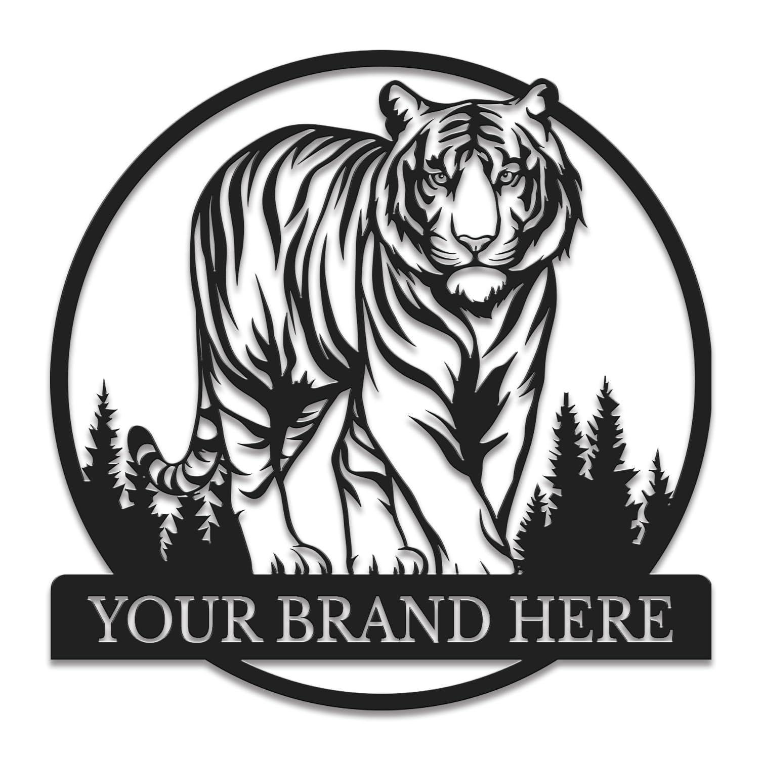 Gewasi Style-5 Personalized Custom Tiger Metal Wall Decor, Custom Metal Wall Art, Personalized Name Sign, Animal Lover Gifts (Style-5)