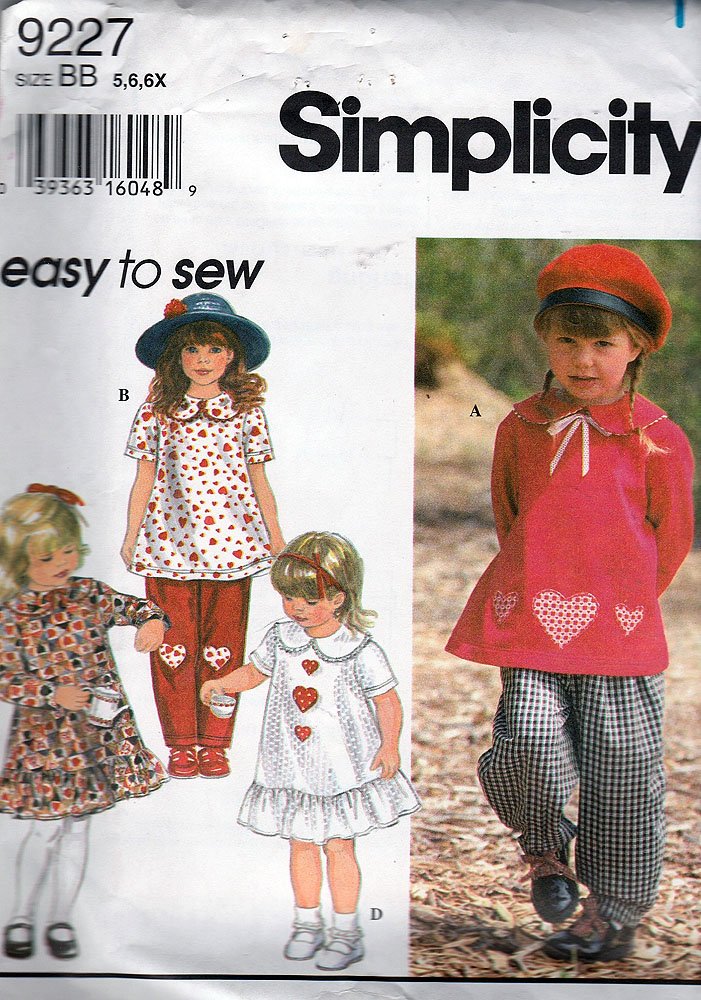 Patron de couture Simplicity 9227 taille 5 6 6X vêtement enfant vintage