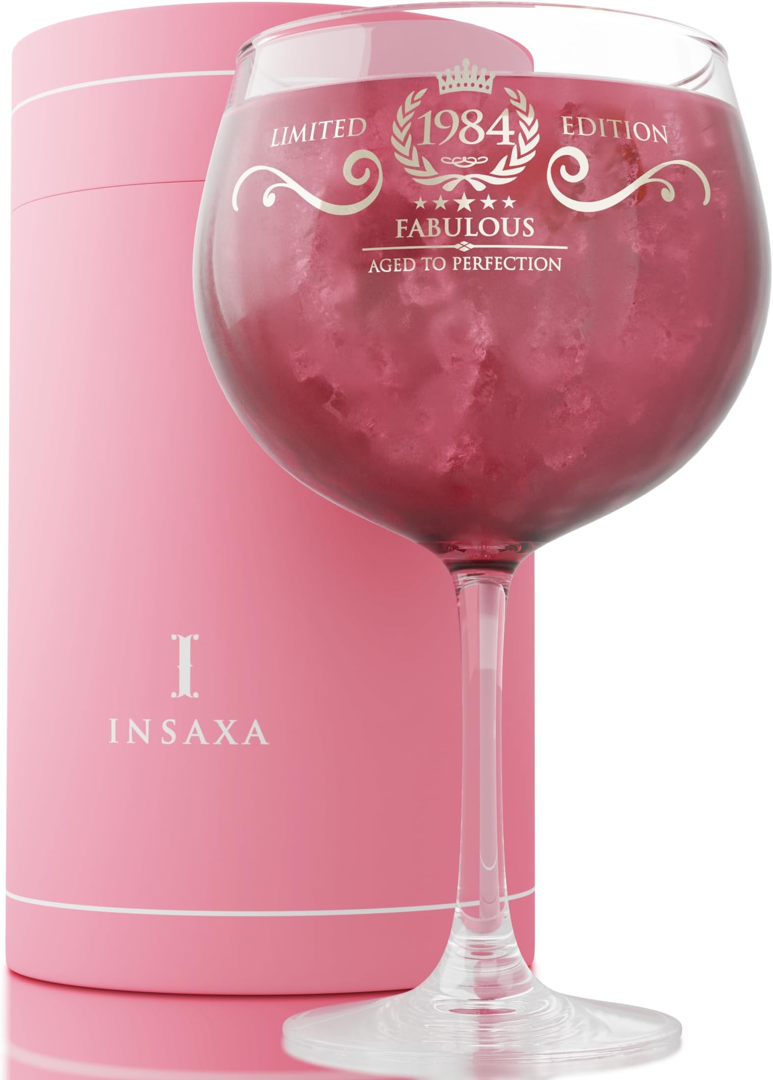 Insaxa 40th Birthday Gifts for Women - Fabulous 1984 Large Gin Glass (730ML)