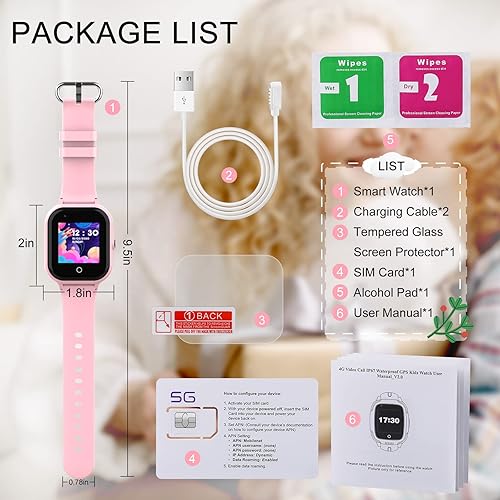 Miniatura 7 de wonlex Reloj inteligente para niños con rastreador GPS y llamadas, relojes inteligentes 4G para niñas y niños con tarjeta SIM, cámara SOS, voz y