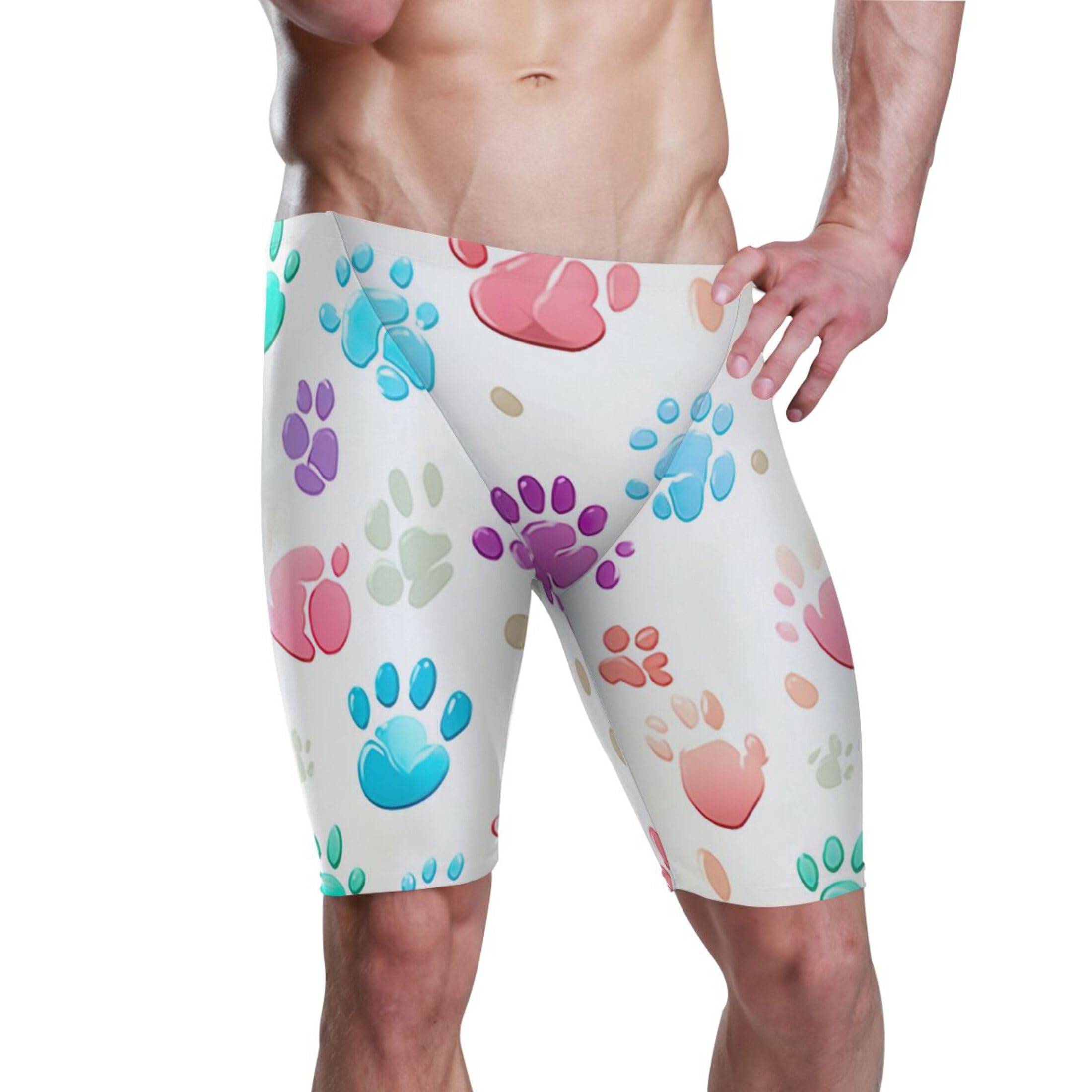 UMIRIKO Dog Paw Print Men's Swim Jammers Swimsuit M B0402240