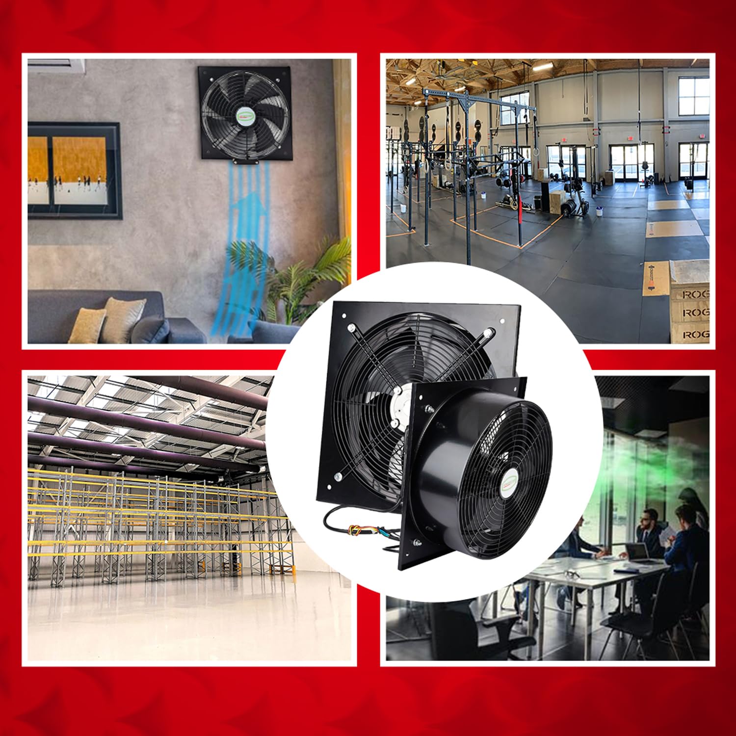 INDUSTRIAL Ventilación Extractor Metal AXIAL ESCAPE COMMERCIAL AIRE VENTILADOR - Negro, 500 mm