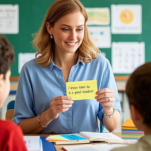 Miniatura 4 de Koogel Tarjetas de índice de colores de 3 x 5, paquete de 272 tarjetas flash a rayas para estudiar, 8 colores surtidos, tarjetas de notas pesadas