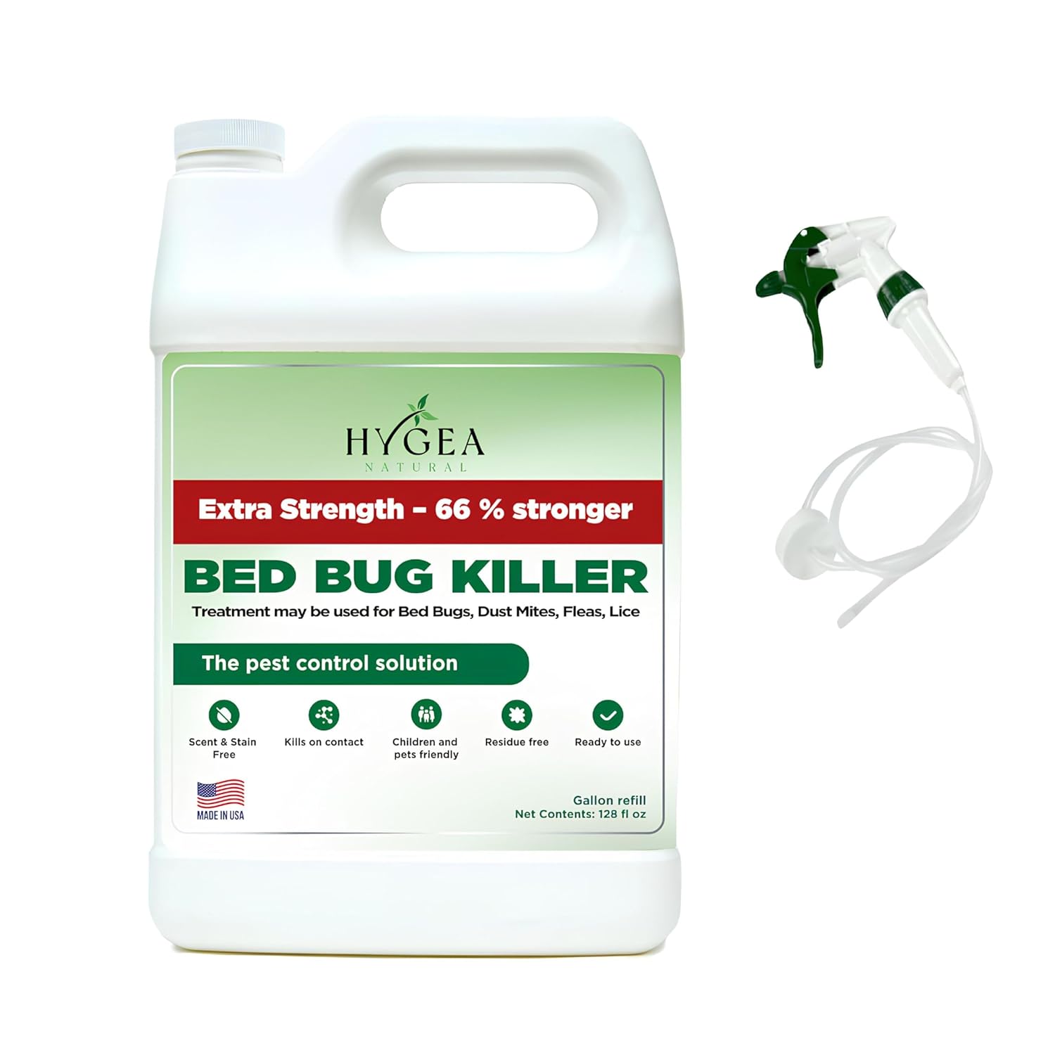 Hygea Natural Extra Strength Bed Bug Killer Mite Spray- Child Pet Friendly - Stain Odor Free - 66
