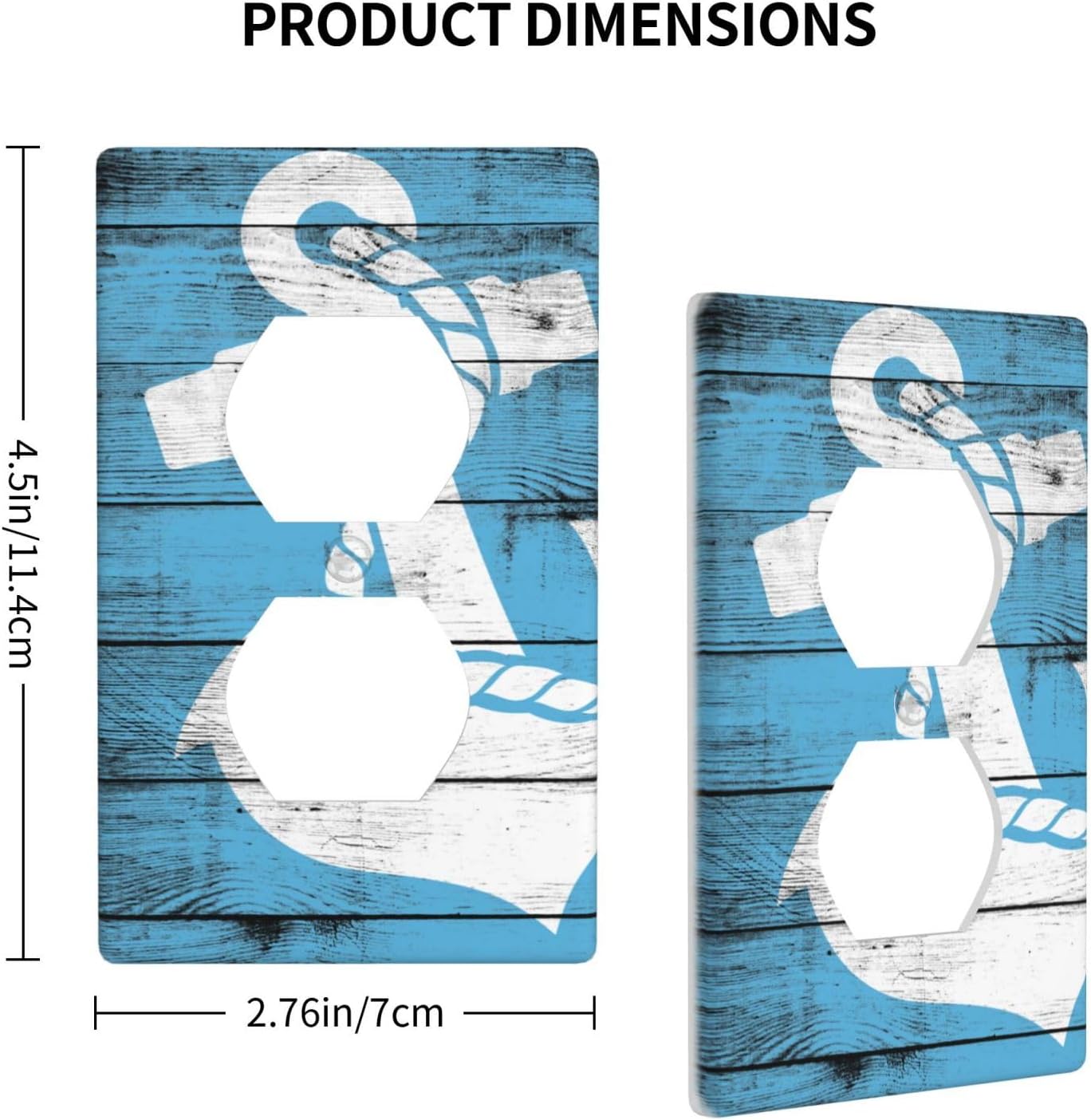 Board Nautical Anchor Single Duplex Outlet Light Switch Plate Cover Decor Wall Plate Cover For Home Bedroom Kitchen Decorative 4.5 * 2.76 Inch