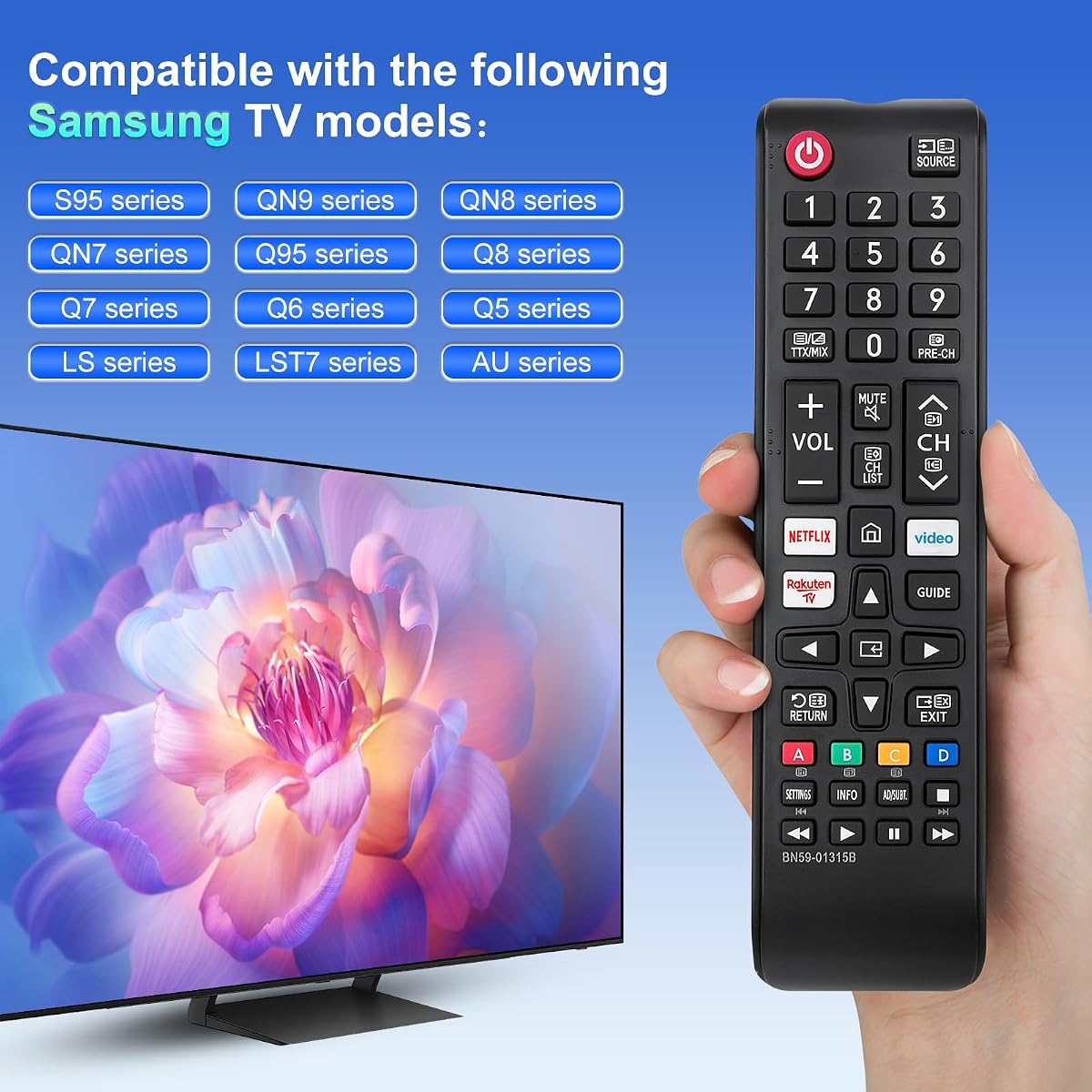 【Pack of 2】Universal for Samsung-TV-Remote Replacement,Compatible with All Samsung LED, QLED, Curved, HDTV, 3D, 4K& Smart TVs — view 2