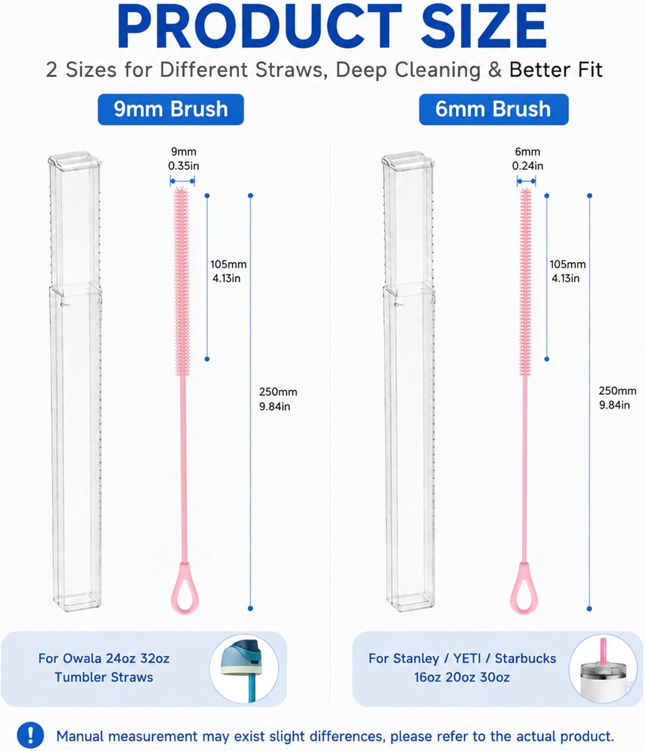 2pcs Replacement Straw Silicone Brush for Owala 24 32 oz Bottle Straws,Pink image 2