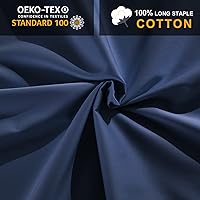 Vista 4 de MILDLY Sábana bajera ajustable de bolsillo profundo solamente, tamaño Queen 60"x80", 100% algodón de fibra larga, azul marino, sábana inferior
