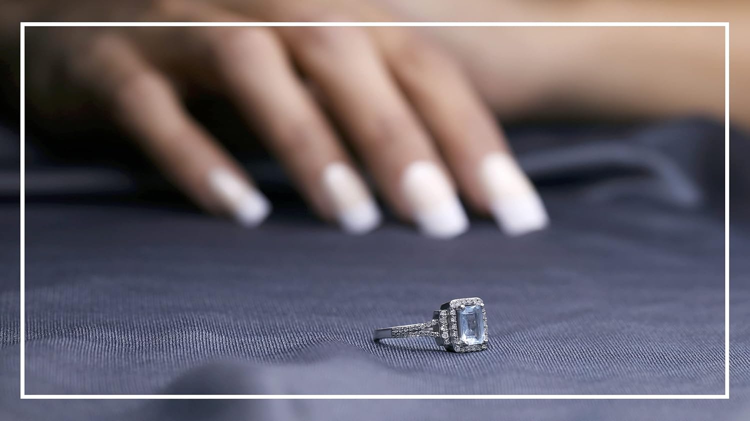 Dazzlingrock Collection Emerald Aquamarine & Round White Natural Diamond Ladies Halo Style Bridal Engagement Ring, Sterling Silver