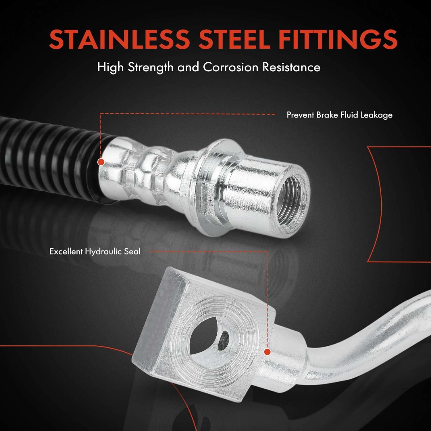 A-Premium Front Driver Brake Hydraulic Hose Compatible with Chevy, GMC and Hummer Models - Silverado/Sierra 1500 2500 3500, Silverado/Sierra 1500 2500 3500 HD Classic, Yukon XL 2500, Suburban 2500