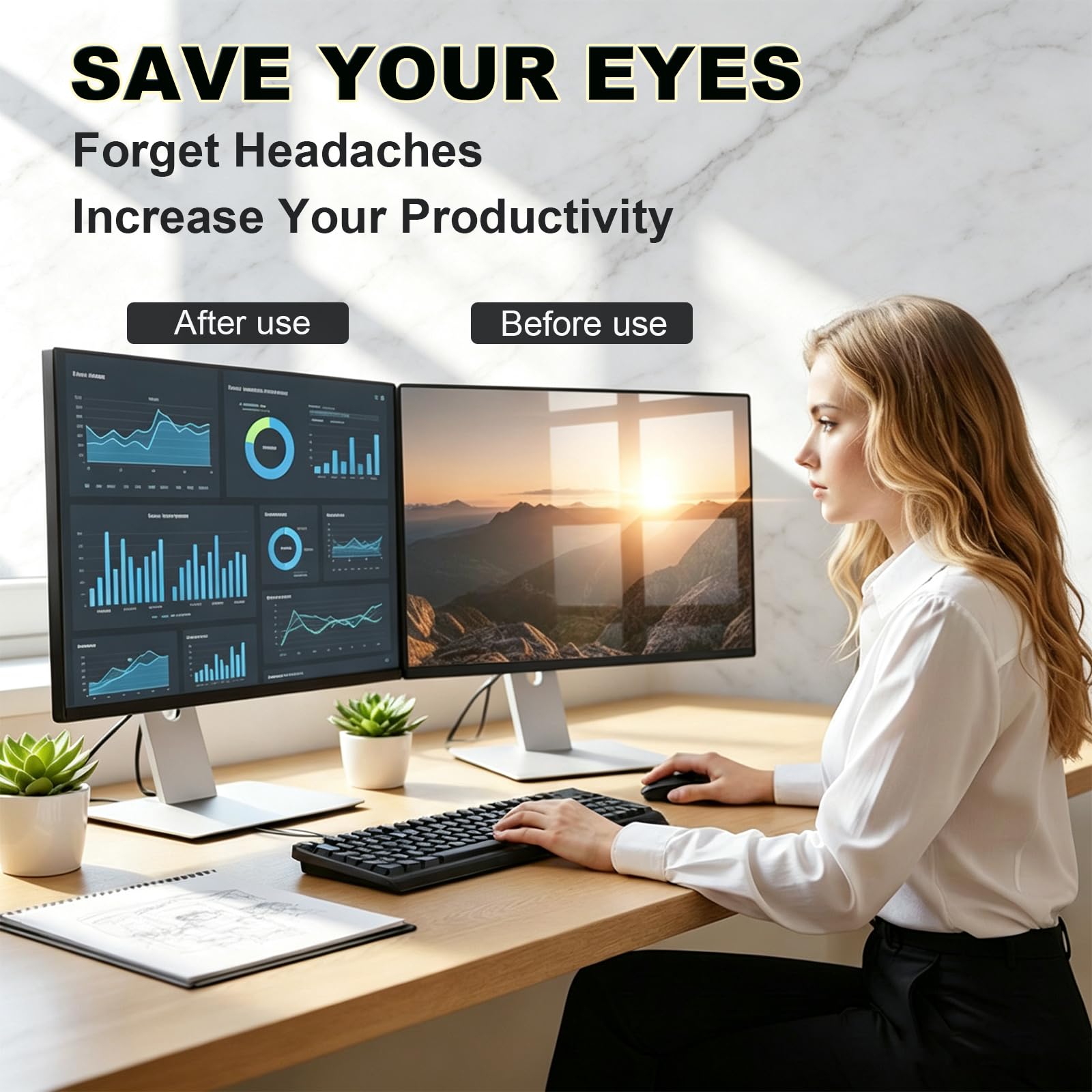 Protector de pantalla de luz azul para monitor de computadora de 23.8