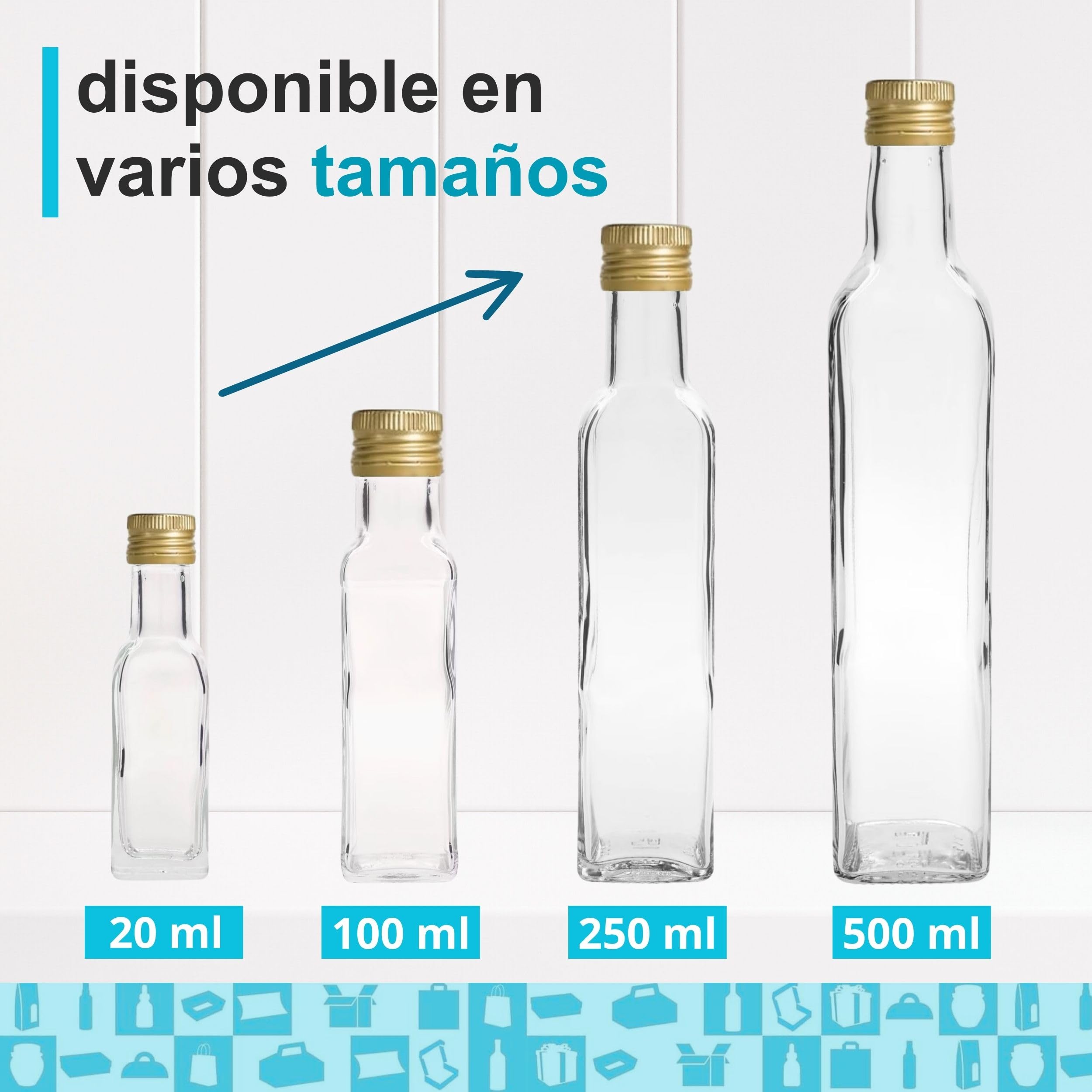 Espirito Rebelde 20x Botellas de Cristal Transparente 250ml com Tapas (Quadrado) Botella Cristal Aceite y Vinagre