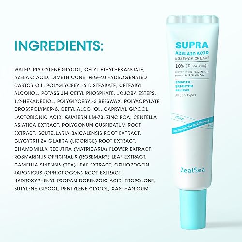 Miniatura 7 de ZealSea Azelaic Acid 10% Facial Cream, for Redness Relief Face, Rosacea Acne Treatment, Pimple Pigmentation Blackhead, Balance Excess Sebum, Clarify