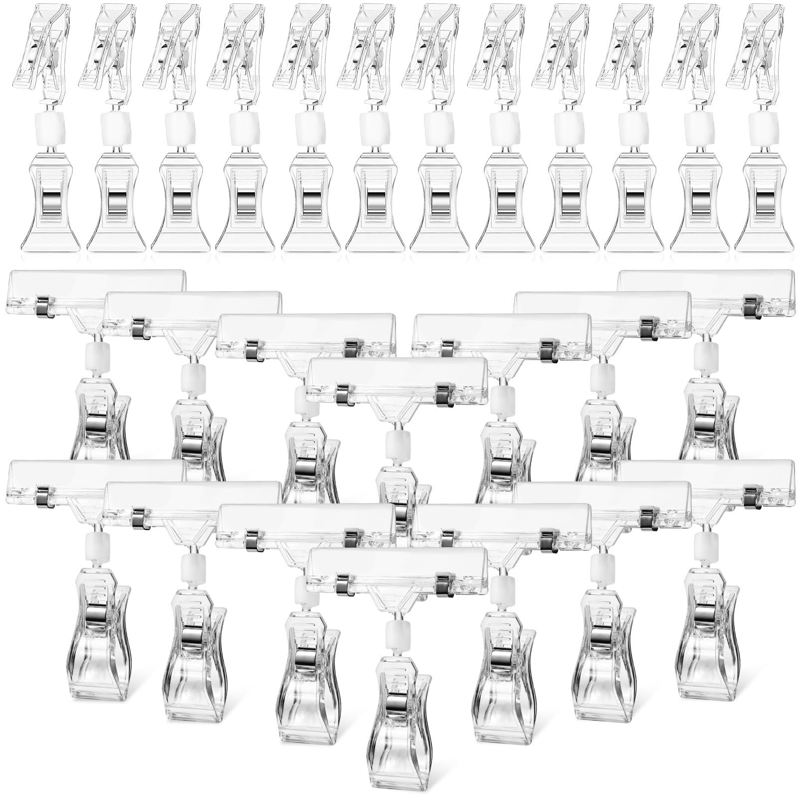 ifundom 40 Stück Schilderhalter Clips aus Edelstahl Drehbar mit Starker Klemmfunktion zur Präsentation von Preisschildern und Tischnummern im Geschäft
