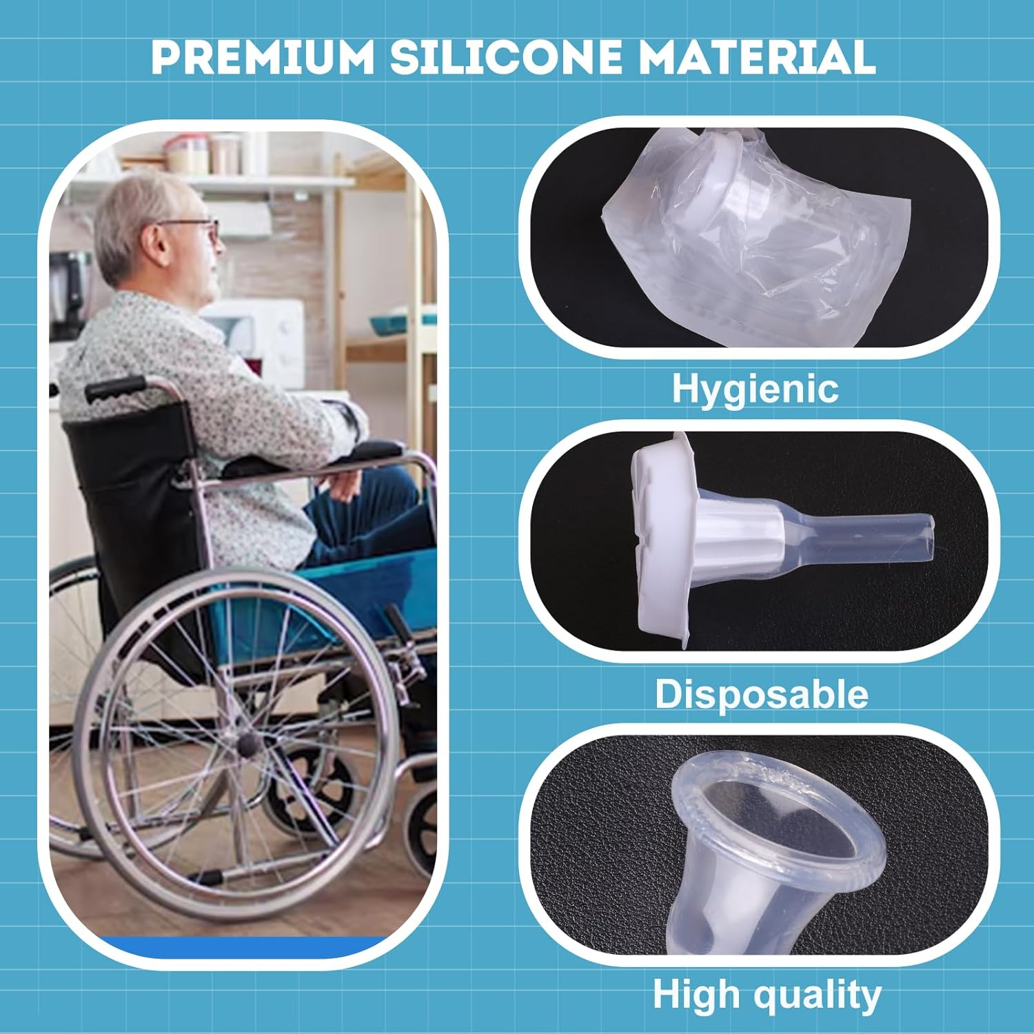 20 Pack Silicone External Catheter for Men Self Adhering Comfortable Leak Resistant Design with Flexible Fit and Easy Bag Connection(29mm)