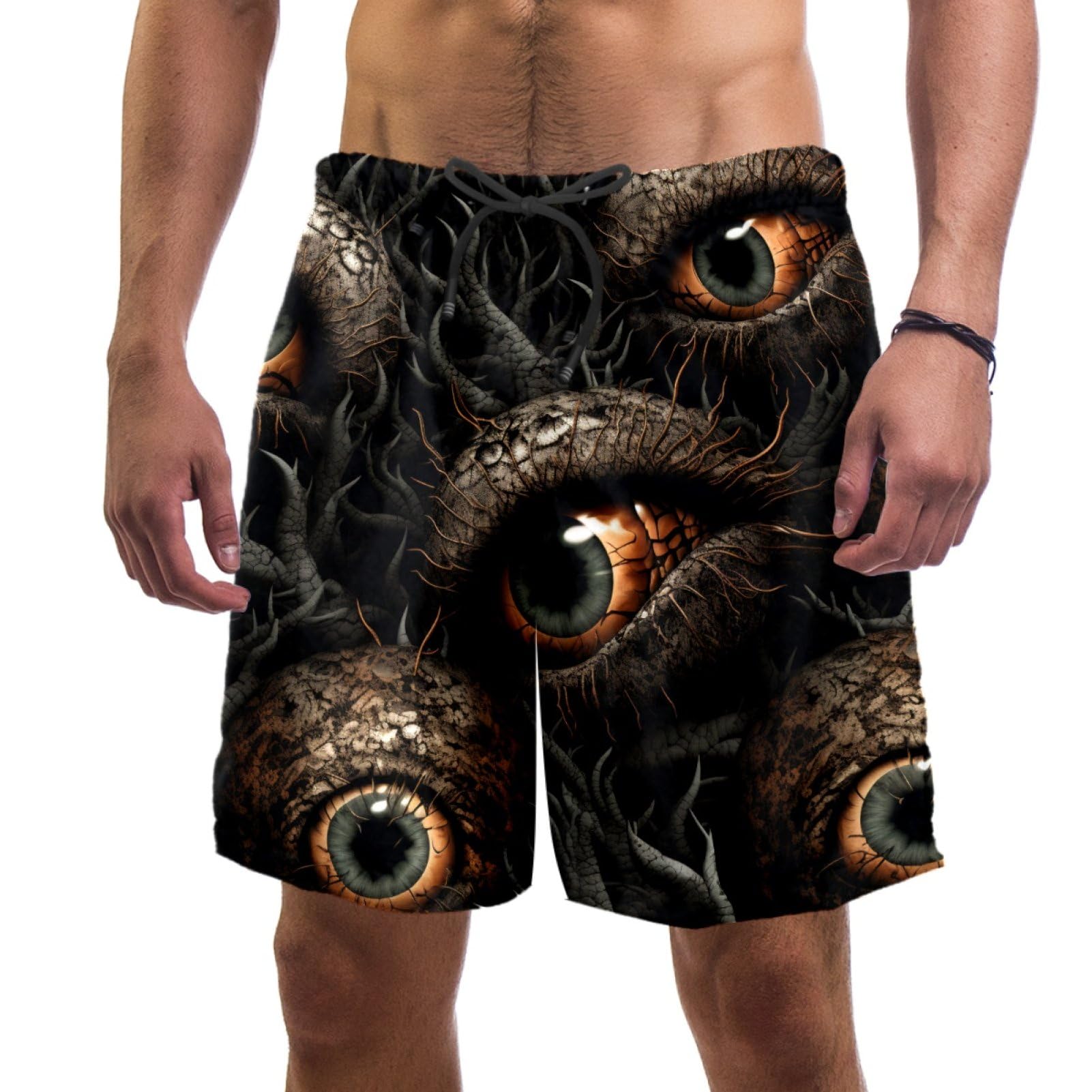 Men's Novelty Board Shorts, Beach Holiday Party Quick Dry Bathing Suits with Art Halloween Eyeballs Designs