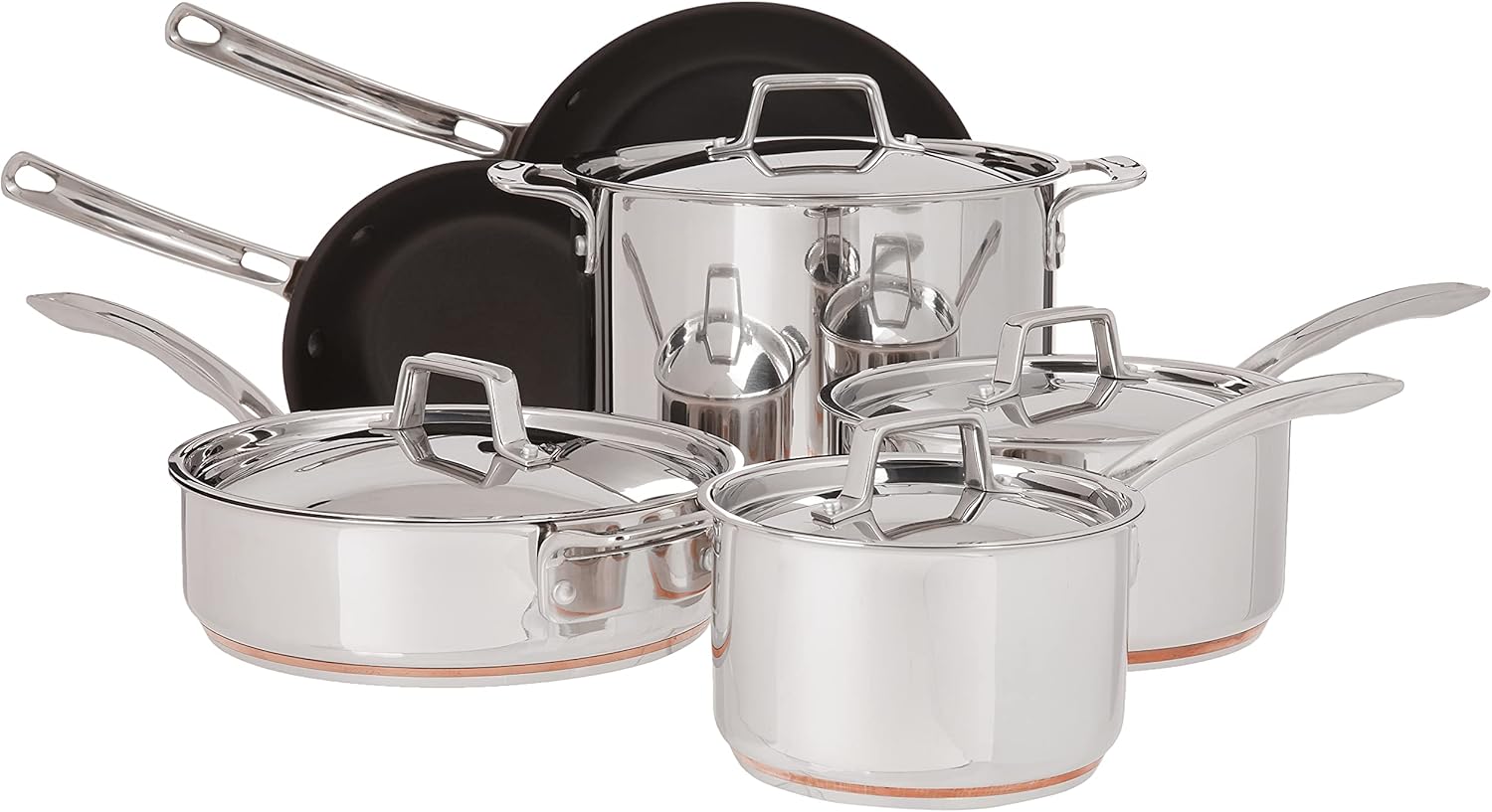 MIU France 10-Piece Copper Core Cookware Set, Silver
