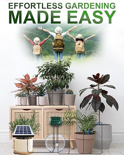 Miniatura 7 de Breeze Touch Sistema automático de riego por goteo solar de 50 pies, kit de riego por goteo con 12 modos de temporización, compatible con 15