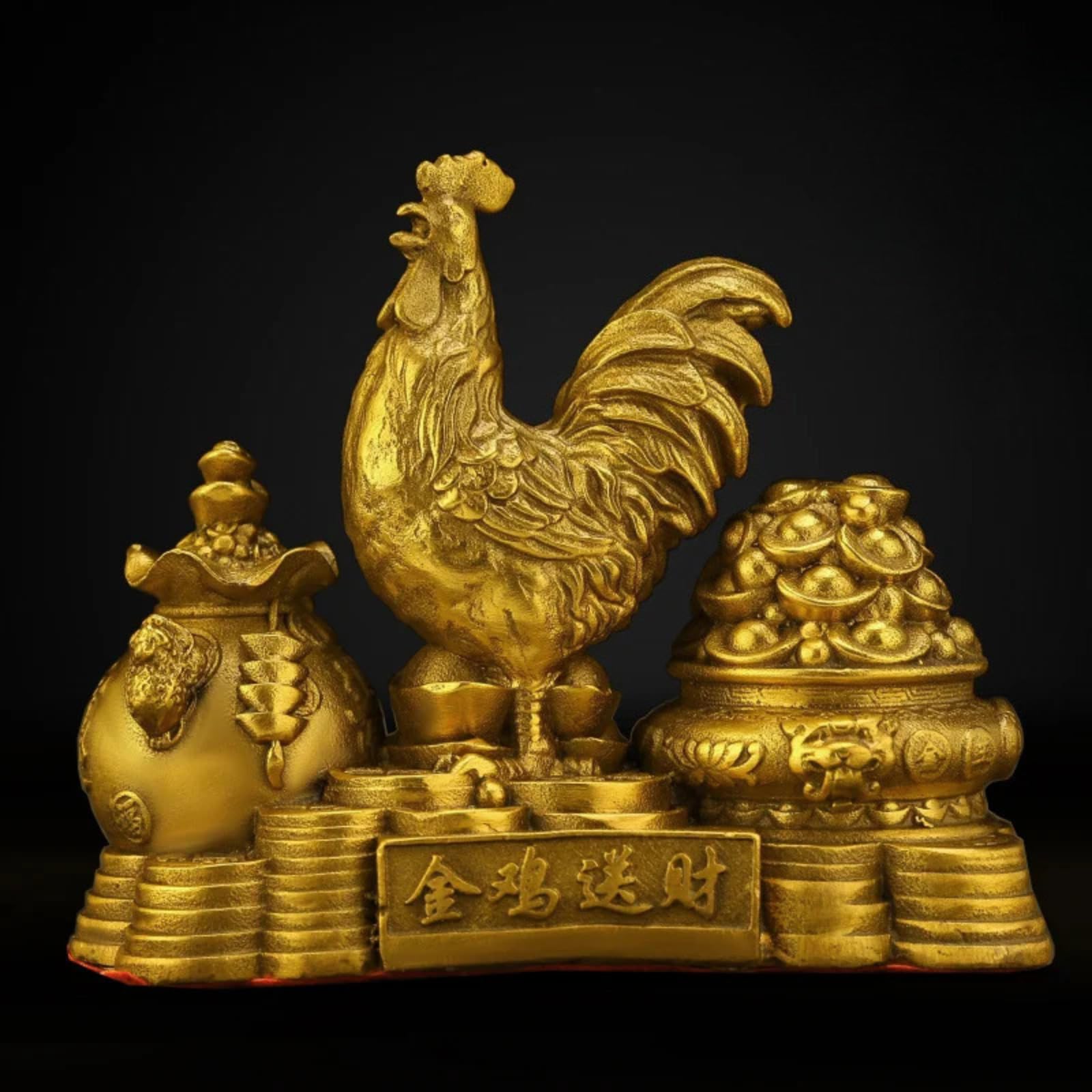 Statue de coq porte-bonheur en cuivre pour harmoniser la maison