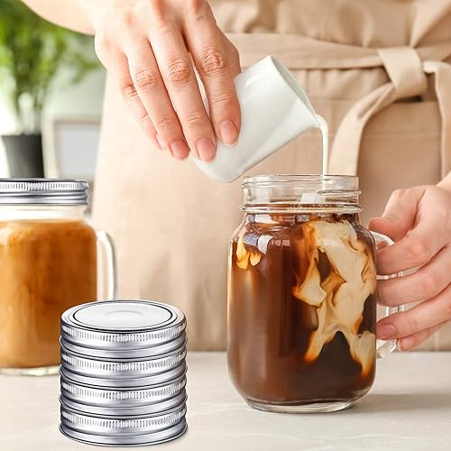 Miniatura 7 de Juego de 100 piezas de tapas y anillos para frascos de boca regular, tapas de tipo dividido con anillos de sellado de silicona, a prueba de fugas y