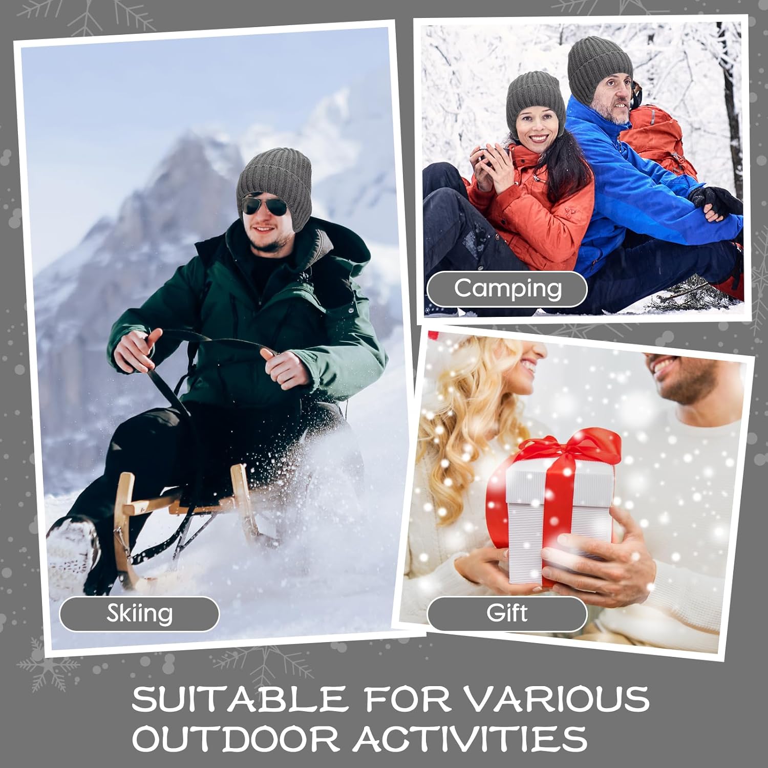 Jadive Winter Hat with Ear Flaps Knit Beanie Hats Beanie Cap Thick Warm Plush Lining Skull Cap for Women Men Outdoor Sports - Image 7