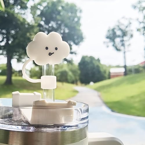 Miniatura 3 de Funda de popote compatible con vaso Stanley de 30 y 40 onzas, 4 tapas grandes para popotes de nube para accesorios de copa Stanley, protector de