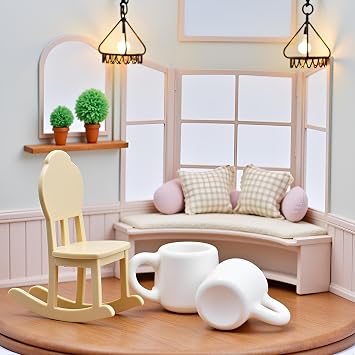 4 Pcs White 1/12 Miniature Coffee Mugs Dollhouse Decoration Accessories, Dollhouse Decor, Dollhouse Accessories
