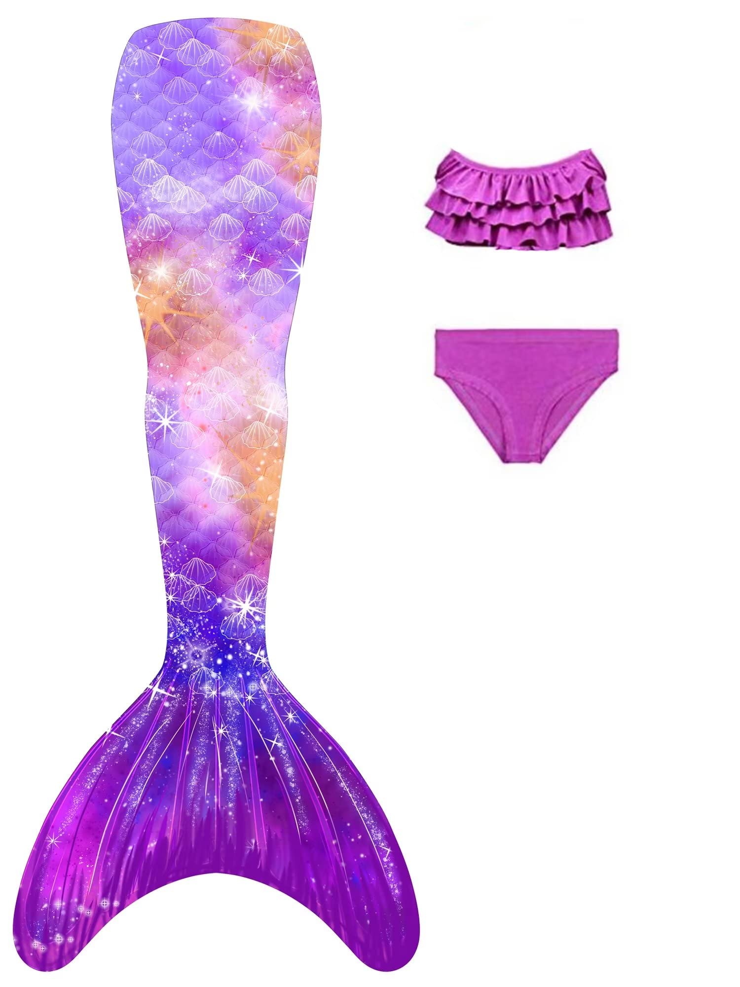 NAITOKENiñas Cola de Sirena con Bikini para Fiesta de Natación Cosplay,Sin monoaleta