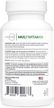 Type Zero Multivitamin Capsules (1,300mg) 120 Capsules, Vegetarian Friendly