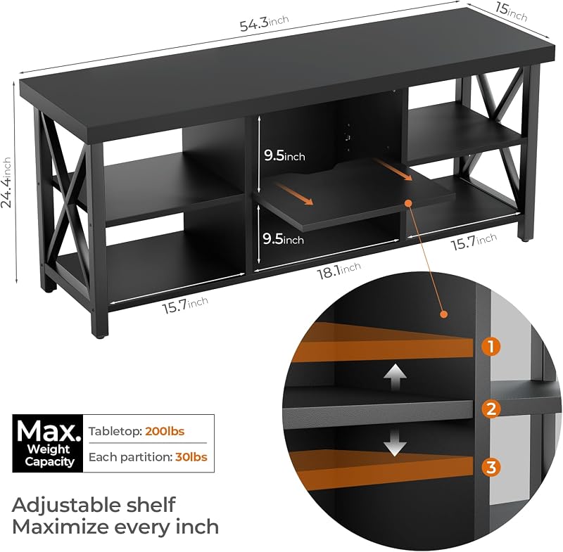 GreenForest TV Stand for 65 in TV, 55" Entertainment Center for Living Room image 3