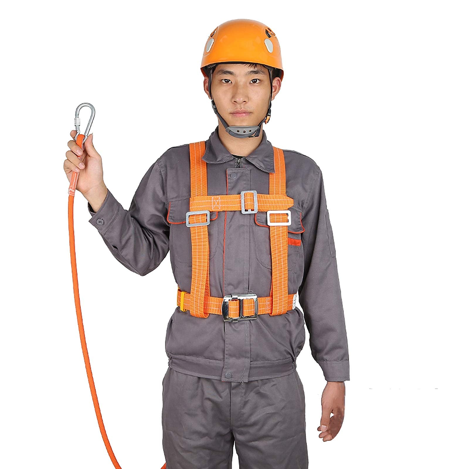 SwaYve Arnés de Seguridad para Detención de Caídas, Cinturón de Seguridad para Trabajos Aéreos Arnés de Seguridad para Protección Contra Caídas de Medio Cuerpo Cinturón Ajustable/Small Hook/1.6M