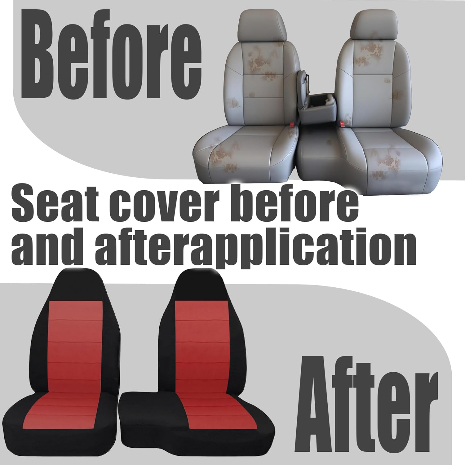 2PCS Front 60/40 High Back Bench Seat Cover for Ford Ranger XLT 2004 2005 2006 2007 2008 2009 2010 2011 2012 (Without Console Cover) -Red