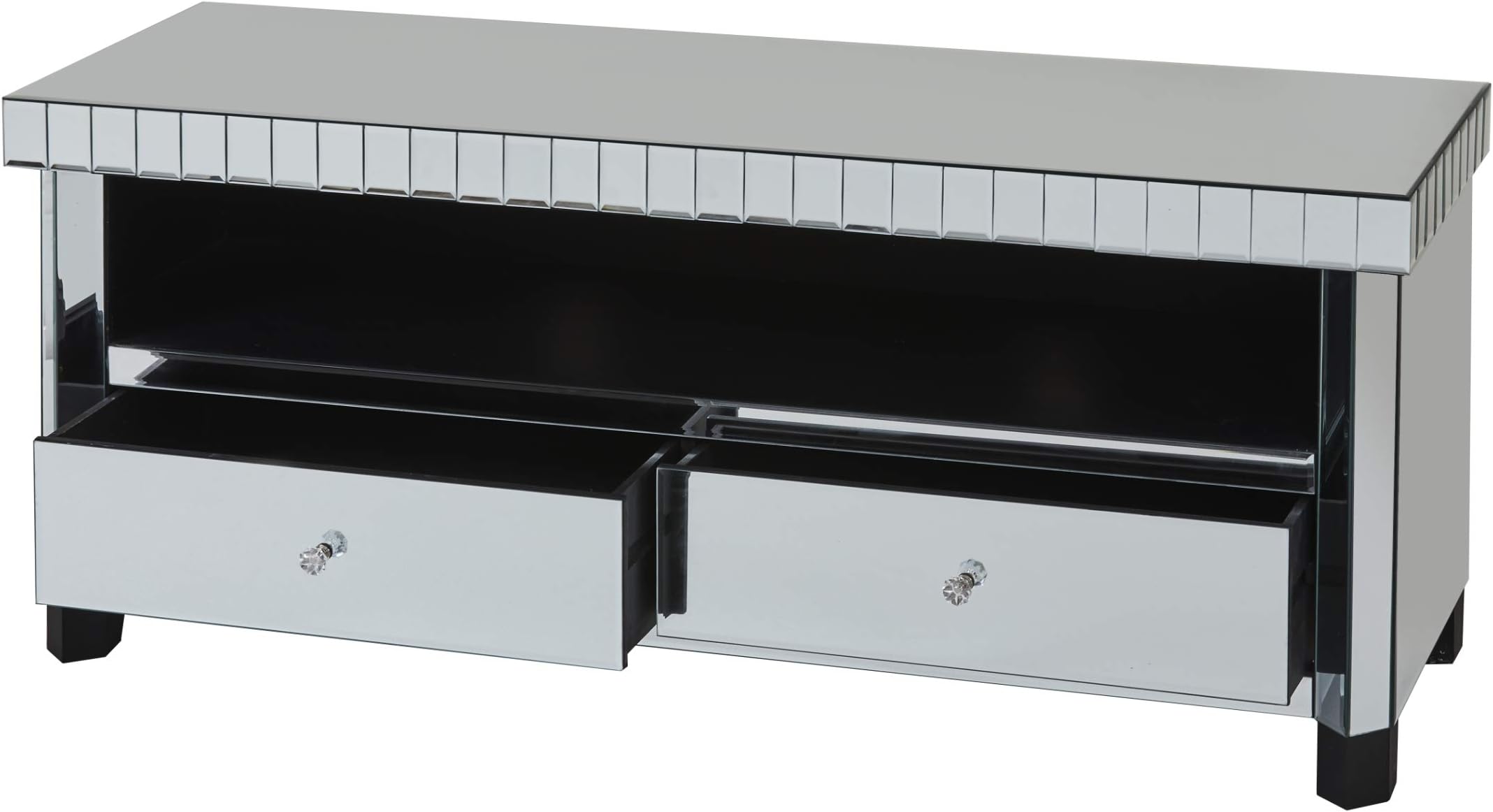 Abreo Mirrored TV Stand with 2 Storage Drawers Shabby Chic French Style