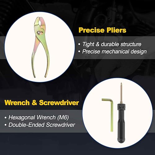 Miniatura 4 de Kit de herramientas de reparación de motocicleta de 8 piezas, alicates de bujía, llave hexagonal M6, destornillador de doble extremo, llave de doble