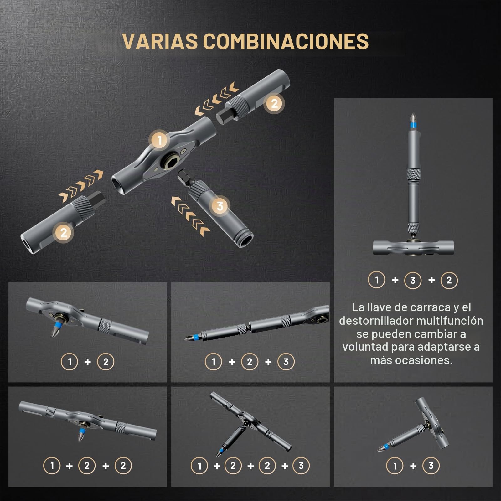 ATuMan Juego de destornilladores de trinquete magnéticos 42 en 1, 38 puntas de acero de aleación S2, mango desmontable, con funda, para el hogar, bricolaje, reparación de bicicletas y electrónica