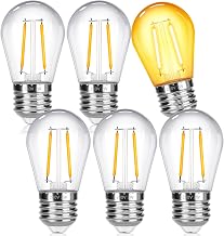 SCNNC E27 S14 2W LED Light Bulbs 220 V Warm White 2700 K, Plastic Fairy Lights Outdoor Replacement Bulb, Not Dimmable, LED Replacement Bulbs E27 S14 Vintage Edison for Fairy Lights Garden Party, Pack of 6