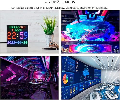 Miniatura 10 de Panel flexible de matriz LED RGB a todo color de 64 x 64, 4096 LED RGB, paso de 0.118 in, diseño encadenable de brillo ajustable, texto de