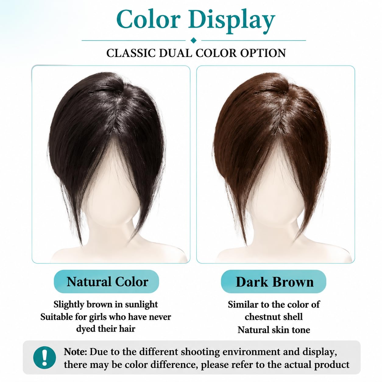 No Clip Hair Topper for Women Human Hair Bangs Without Clips V-Shaped Forehead Hair Piece with T-Shaped Base 10-Inch Trimmable Air Bangs for Everyday Wear (Black No Bangs V)