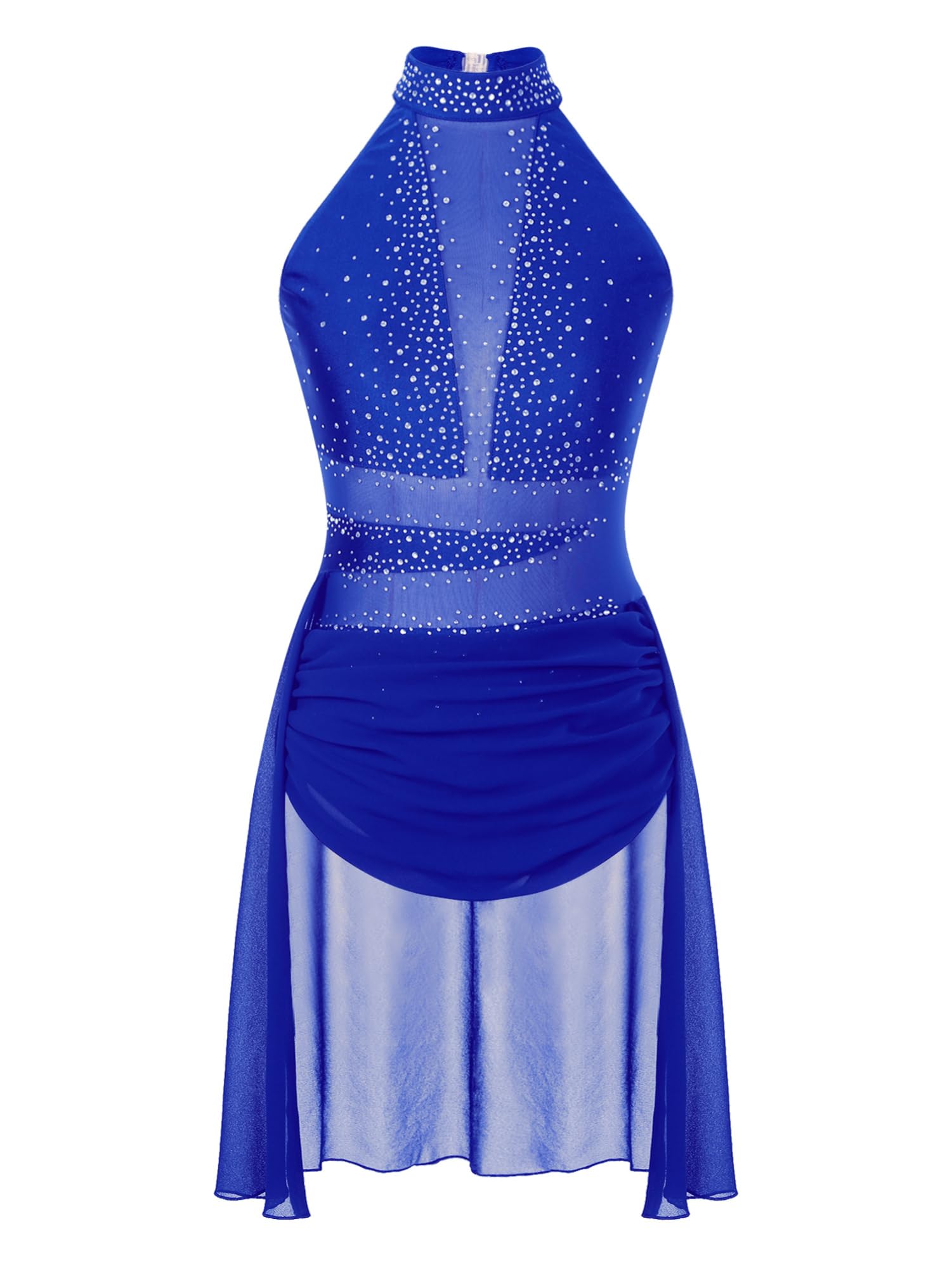 IEFIEL Vestido de Gimnasia Rítmica para Mujer sin Manga Vestido de Danza Contemporánea y Lírico Maillot de Patinaje Artístico Competición XS-XXL