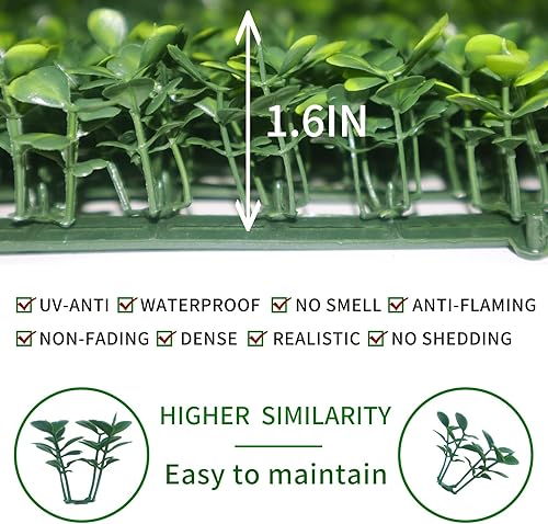 Miniatura 3 de NETAP Paneles de pared de césped artificial, 10 x 10 pulgadas, 12 unidades, paneles de boj sintético para decoración de pared verde en interiores y