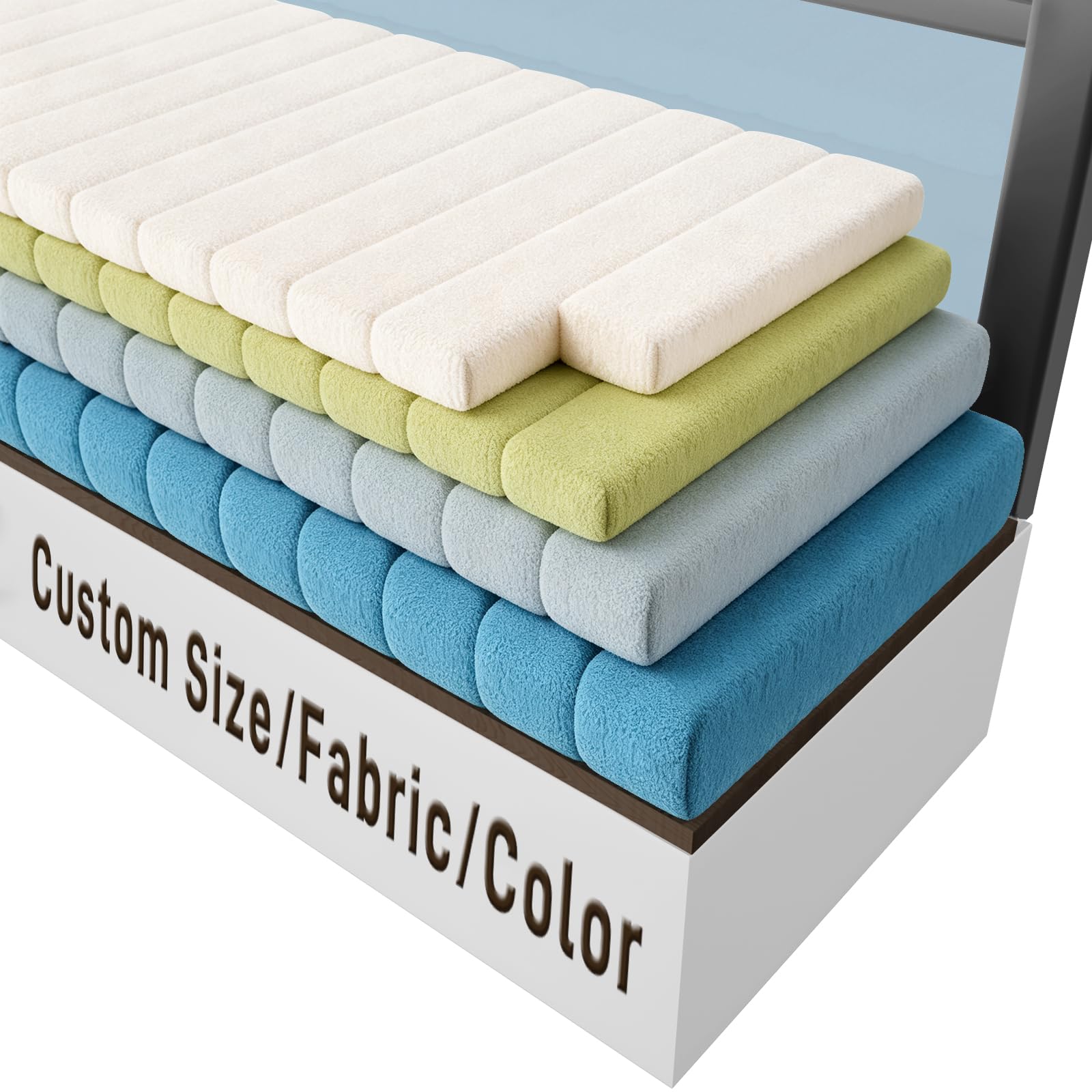 Chinimon Custom Teddy Velvet Window Seat Cushion, High Density Foam Bench Cushion with Removable Washable Cover & Non Slip Bottom, Bay Window Pad for Indoor, Balcony, Garden & Patio (Thickness 5.5CM)