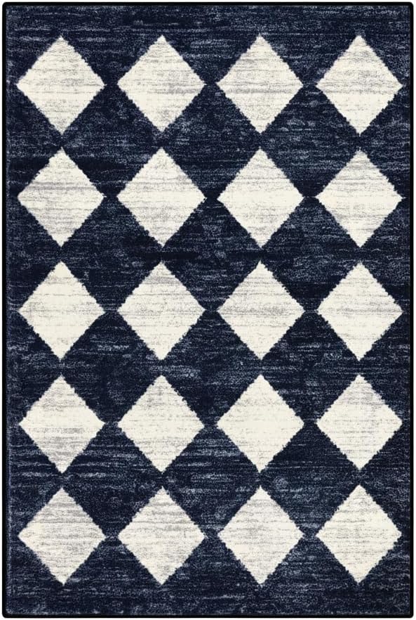 Lahome Moroccan Trellis Area Rug - 2x3 Printed Small Black Checkered Entryway Rug Non Slip Kitchen Mat, Stain Resistance Indoor Modern Floor Soft Throw Carpet for Front Door Bathroom Sink Bedroom - Image 8