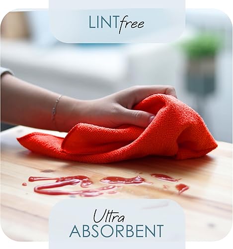 Miniatura 8 de Hearth & Harbor Paño de limpieza de microfibra, toallas de microfibra para automóviles, paquete de 144 paños de limpieza, trapos de limpieza rojos,