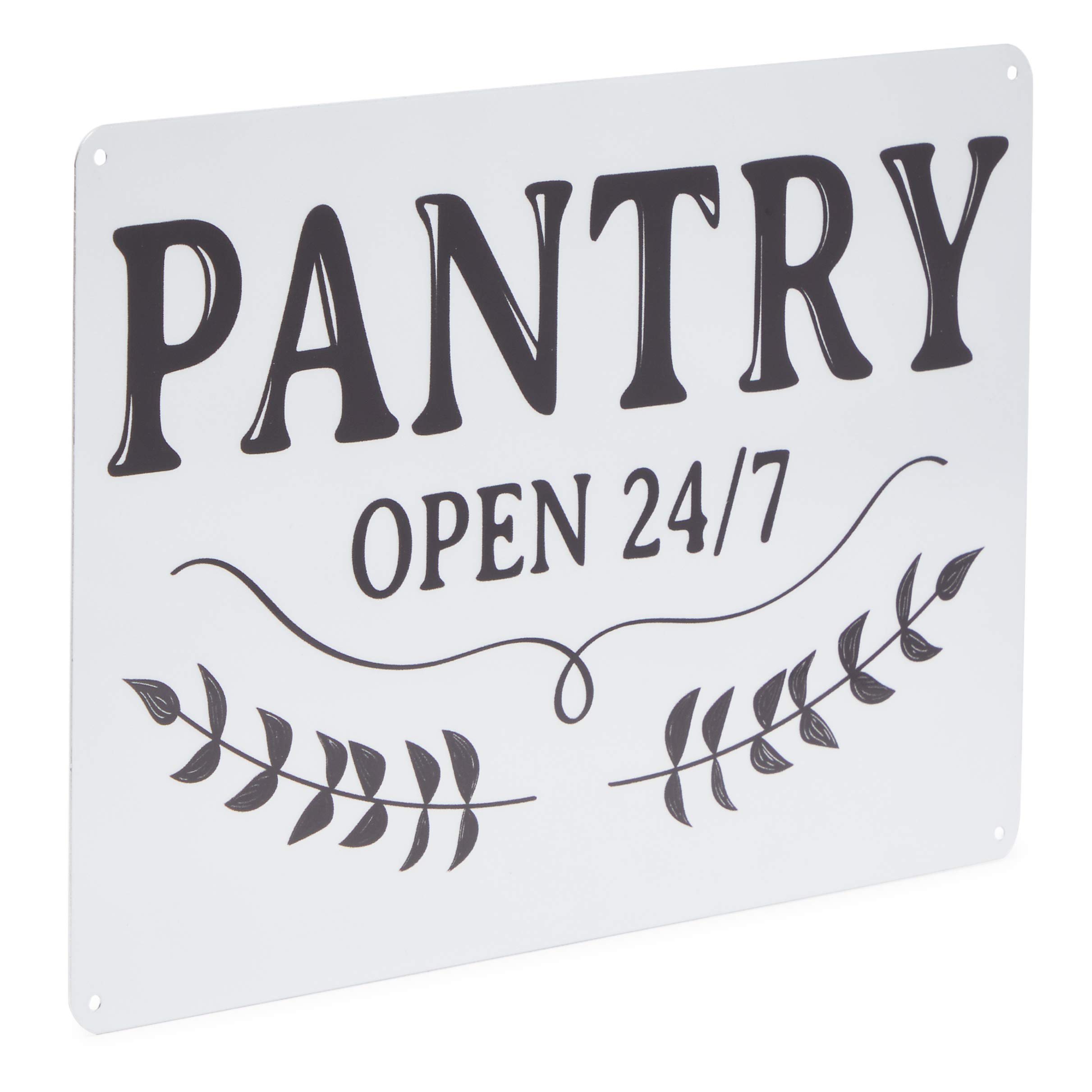 Farmlyn Creek Metal Kitchen Sign, Pantry Open 24/7 Home Decor (11.8 x 7.8 in)