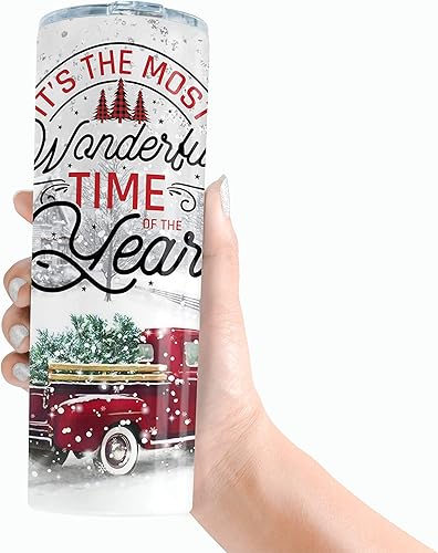 Miniatura 6 de Vaso delgado de Navidad de 20 onzas con popote de doble pared regalo de vacaciones de invierno The Grinch